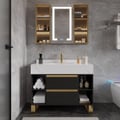 Black & White Freestanding Bathroom Vanity Set with Ceramic basin | 2 Drawers