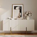 Grovyn 1600mm Buffet Sideboard Sintered Stone Top White Fluted with Adjustable Shelves