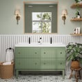 48" Double Sink Bathroom Vanity, Freestanding, 4 Drawers, Sage Green, Modern Farmhouse