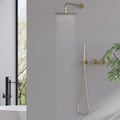 10" Wall-Mounted Shower System Round Brushed Gold 2-Function with Hand Shower
