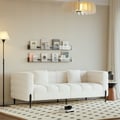 Aurora 2000mm Boucle Fluted Sofa with Black Legs & Pillows