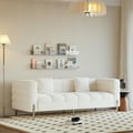Aurora 2000mm Boucle Fluted Sofa with Silver Legs & Pillows