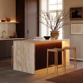 72" Modern Waterfall Kitchen lsland with Light & Storage