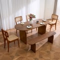 Tintica Series 70.9" Japandi Style Oval Wood Dining Table Walnut Seats 4-6 People