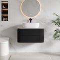 800mm Fluted Floating Bathroom Vanity with Single Basin Sintered Stone Top