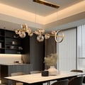 Modern 10-Light Gold Kitchen Island Light with Glass Globe Shade Ceiling Pendant Lights