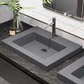 23"Rectangular Concrete Gray Drop-in Bathroom Sink 