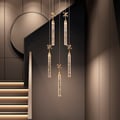 10-Light 59" Gold LED Chandelier with Bubble Acrylic Shades – Remote-Controlled Dimmable