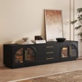 Arune 80" Arched Glass Doors TV Stand with Storage and LED