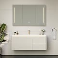 Meuble salle de bain suspendu 120 cm blanc mat avec vasque et LED intégrée