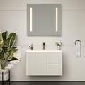 Meuble salle de bain suspendu 80 cm blanc mat avec vasque et LED intégrée