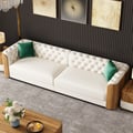 Wovent 111" Faux Leather Tufted 3 Seater Sofa
