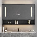 39" Black LED Medicine Cabinet with Adjustable Lighting, Demister & Digital Clock