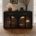 63" Arune Modern Sideboard Wooden Buffet with Storage & Light