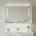 39" White LED Medicine Cabinet with Adjustable Lighting, Demister & Digital Clock