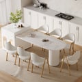 Expandable Kitchen Island with Marble-Pattern Sintered Stone Top 70.9"-82.7"