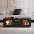 Arune 47" Arched Glass Doors Coffee Table with Storage and LED