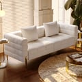Aurora 79" Boucle Fluted Sofa with Gold Legs & Pillows