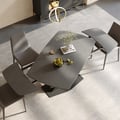 Table de salle à manger moderne extensible en pierre frittée grise de 1800 mm avec base en X à feuilles pour 4 à 6 personnes