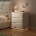 Table de chevet moderne en MDF blanc cassé à 3 tiroirs avec USB et éclairage
