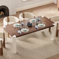 79" Rectangular Dining Table with Concrete Post Legs Seats 6-8 People