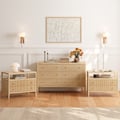 Stria Natural Fluted 6-Drawer Dresser & 2 Wide Nightstands Set