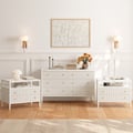 Stria White Fluted 6-Drawer Dresser & 2 Wide Nightstands Set