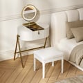 Mini Saddle Leather Makeup Vanity Set with Glass Top & Jewelry Organizer