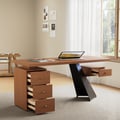 Bureau de bureau en noyer de 1600 mm avec tiroir, bois d'hévéa, design moderne
