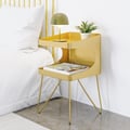 Modern Metal Open Gold Nightstand with 2 Shelves