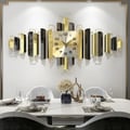 37.4" x 17.7" 3D Modern Metal Wall Clock Home Wall Decor in Black & Gold For Living Room