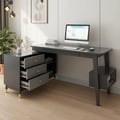 Ultic Gray L-Shaped Desk with Storage Drawers & Shelf for Home Office (47.2'')