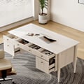 1625mm Modern Style Whitewash Home Office Desk with 6 Drawers