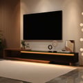 Quoint Extendable TV Stand with 3 Drawers Adjustable Lighting (1790mm-2550mm)