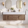 1500mm Double Basin Bathroom Vanity with Gold Handles – Walnut Modern Floating Vanity
