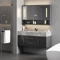 39.4" Black Floating Bathroom Vanity Set with LED Medicine Cabinet