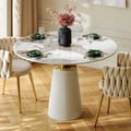 39" Sintered Stone Round Dining Table with Saddle Leather Base Seats 2-4 People