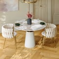 Ensemble de salle à manger Table à manger en pierre frittée de 99 cm avec 2 chaises