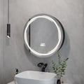 23.6" Round LED Medicine Cabinet with Storage, Anti-Fog, Dimmable — Black