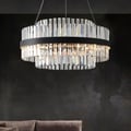 Fixedo Modern Tiered Crystal LED Chandelier in Black Light