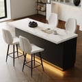 72" Japandi Style Kitchen Island with Multi-Storage and LED Light