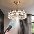 Golden Fan Lamp Made of High-Quality Crystal with Adjustable Brightness & Color