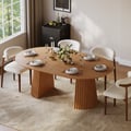 47"–79" Natural Oak Extendable Dining Table with Fluted Base