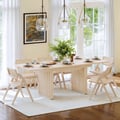 Japandi Extendable Whitewash Dining Table for 4-8 Person Double Pedestal