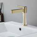 Luxury Brushed Gold Bathroom Faucet – Solid Brass Body with Acrylic Column