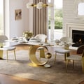 71" Modern Rectangular Glossy Sintered Stone Dining Table, Seats 6