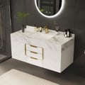 Vanité de salle de bain murale de 1200 mm avec dessus en pierre frittée et rangement étendu
