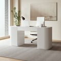 Modern White Standing Computer Desk with 2 Doors and Storage Office Desk