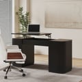 Modern Black Standing Computer Desk with 2 Doors and Storage Office Desk (59.8" )
