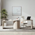 152cm L Shaped Rotatable Executive Office Desk with Drawers White Office Furniture